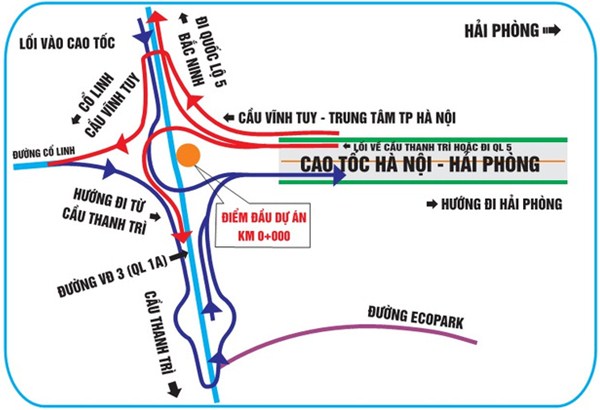 Cao tốc Hà Nội-Hải Phòng: nút 1 - vành đai 3 lên cao tốc